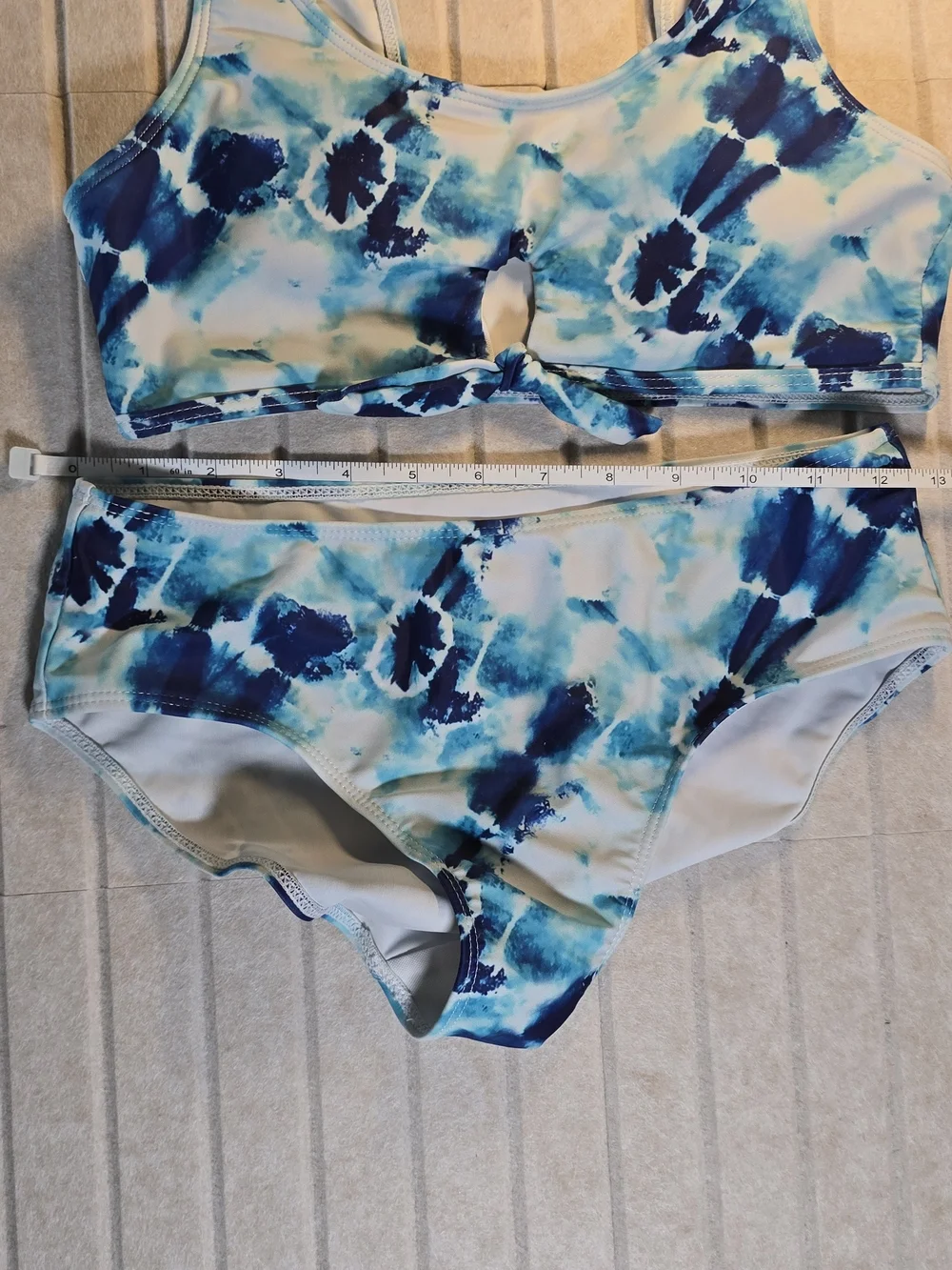 SHEIN Blue Teal Watercolor Tie-Dye Bikini Set